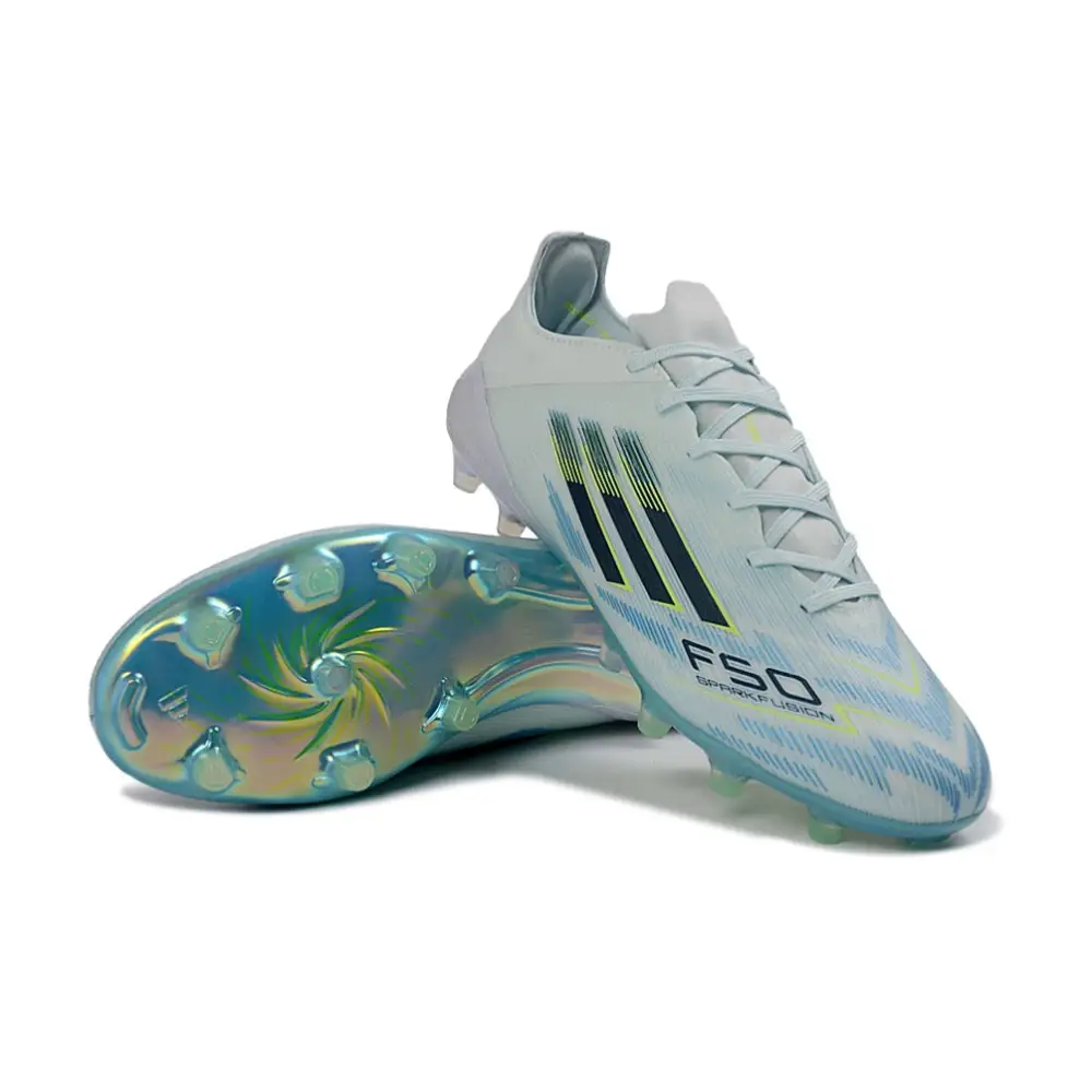 Crampons Adidas F50 Blanche et bleu
