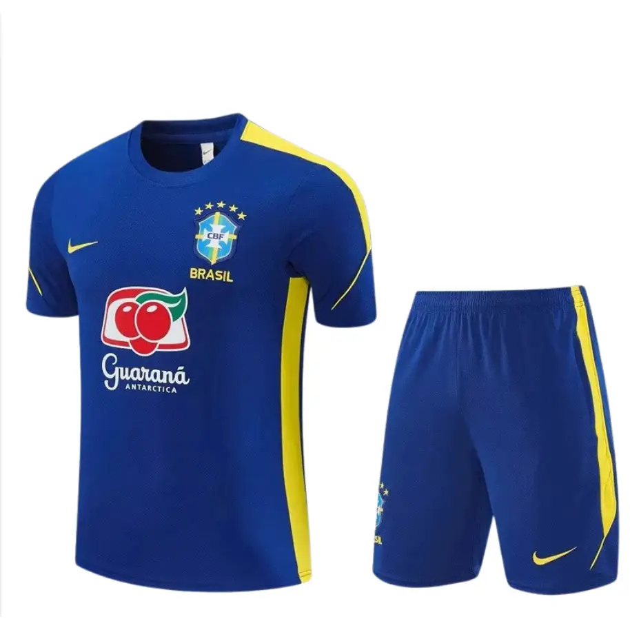 Kit Entraînement Brésil Coupe du monde 2026 Manches courtes Bleu cobalt - Vêtements de sport