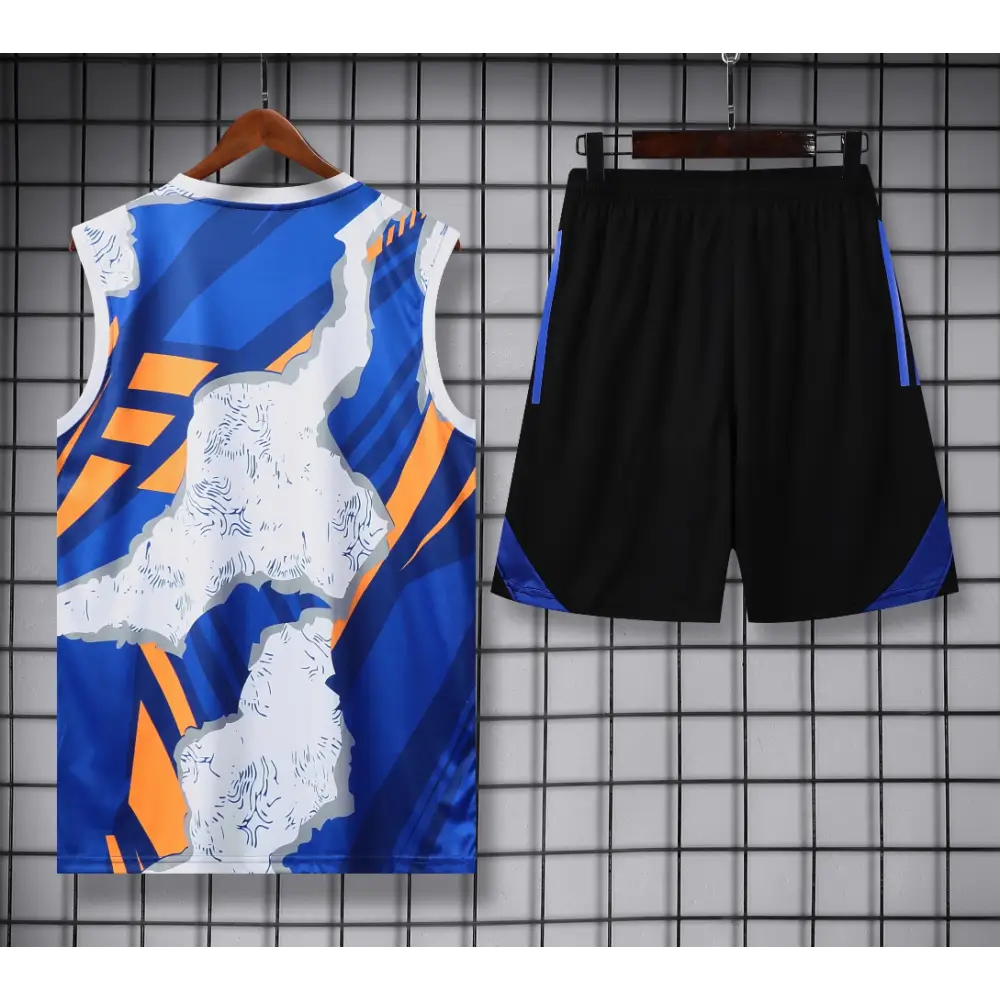 Kit Entraînement Real Madrid Blanc Or & Bleu 2025/2026 - Vêtements de sport