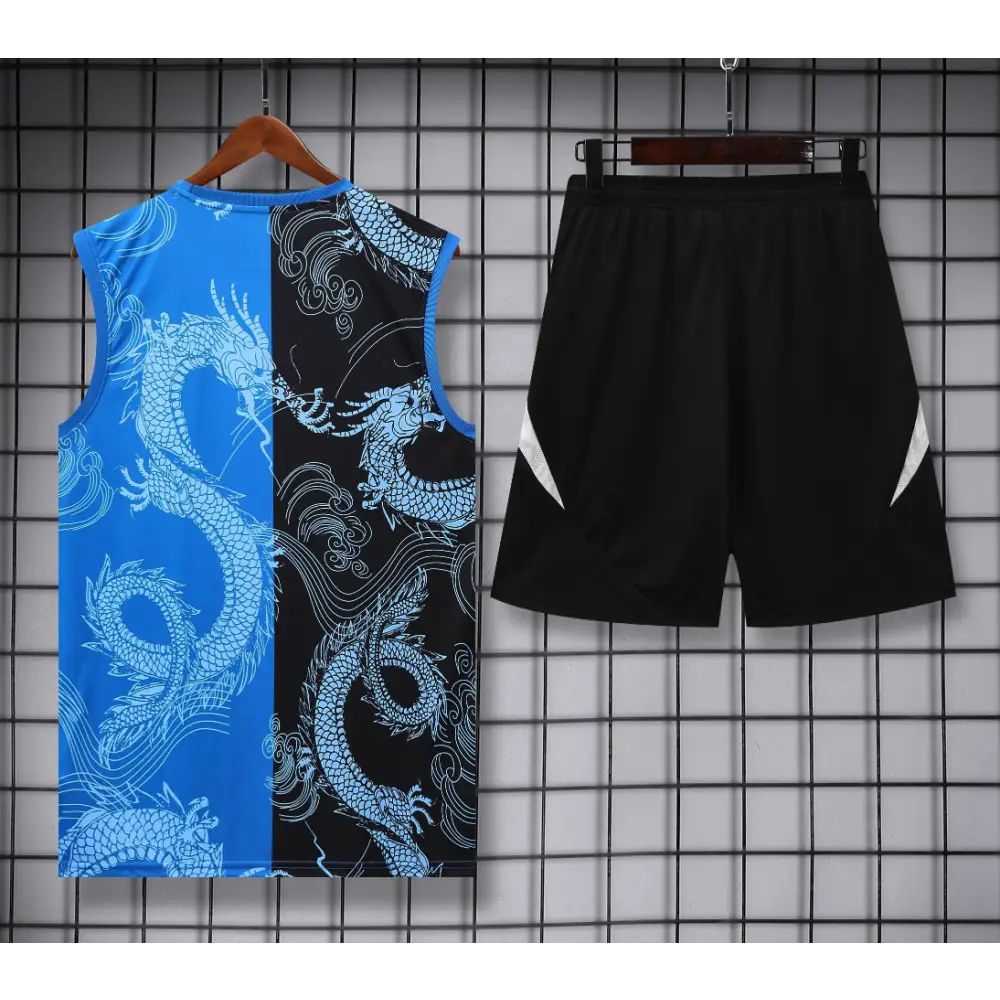 Kit Entraînement Real Madrid Motifs Noir & Bleu 2025/2026 - Vêtements de sport