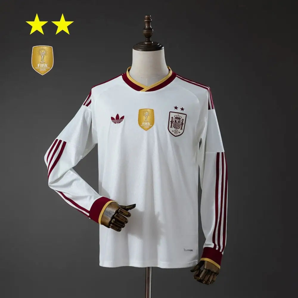 Maillot Espagne Extérieur manches longues Coupe du Monde 2026 2 étoiles - Vêtements de sport