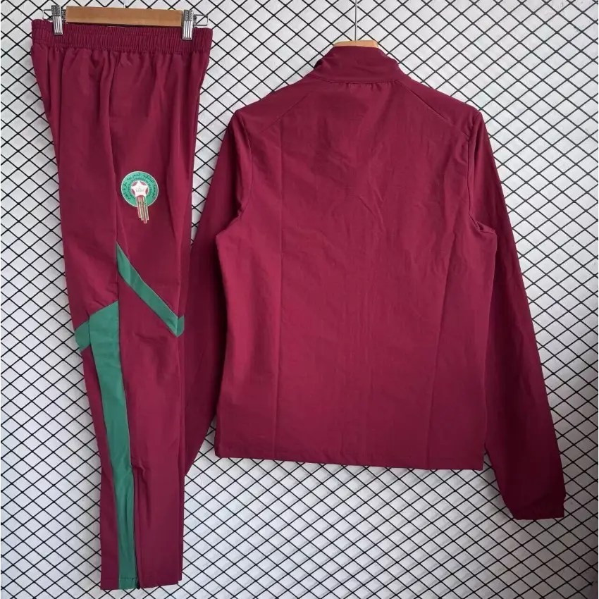 Survêtement Coupe-Vent Maroc Rouge & Vert 2026 - Vêtements de sport