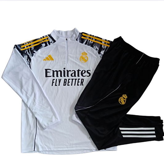 Survêtement Enfant Real Madrid blanc et orange 2026