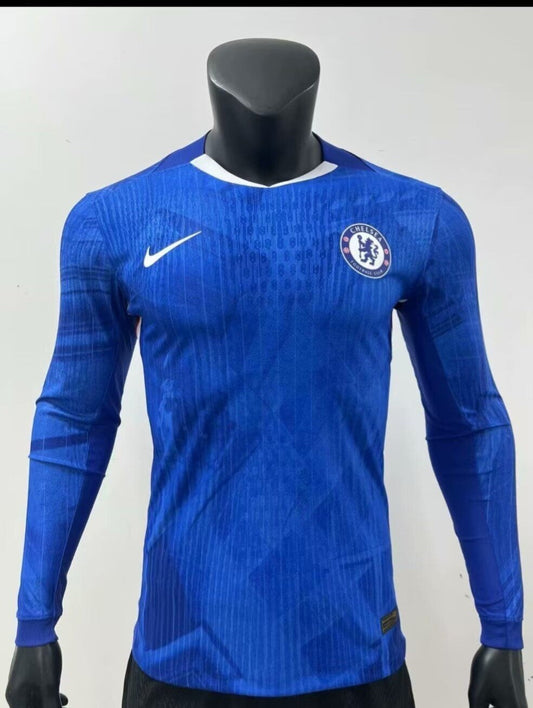 Chelsea Domicile Version Joueur Manches Longues 2025/2026 - Vêtements de sport