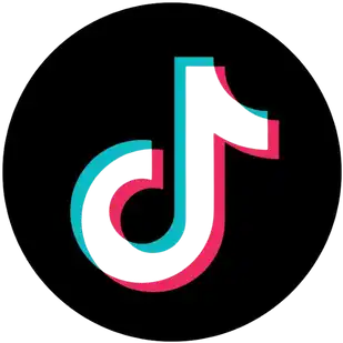 Le logo musical emblématique de TikTok en blanc, turquoise et rose.