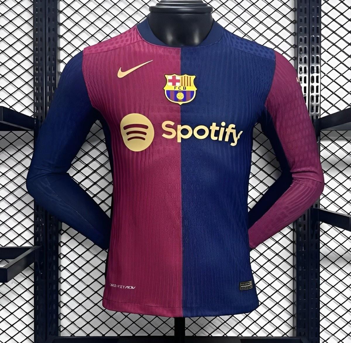 FC Barcelone Domicile 2024/2025 - Version Joueur manches longues ( + 7€) / S - Vêtements de sport