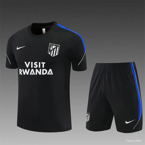 Kit Entraînement Atletico Madrid Noir 2025/2026 Manches courtes - Vêtements de sport