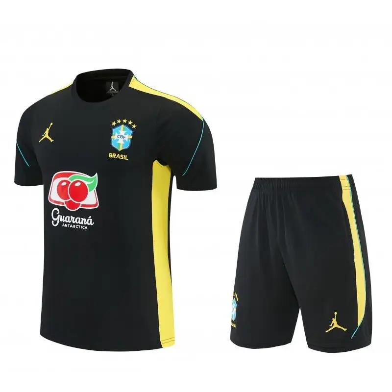 Kit Entraînement Brésil Coupe du monde 2026 Manches courtes avec sponsors - Vêtements de sport