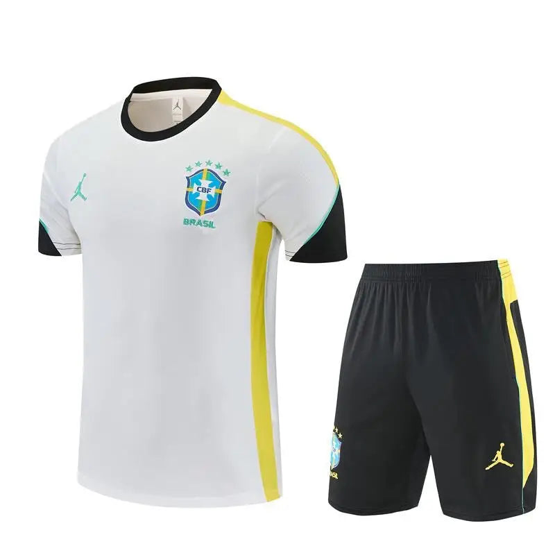 Kit Entraînement Brésil Coupe du monde 2026 Manches courtes Blanc - Vêtements de sport