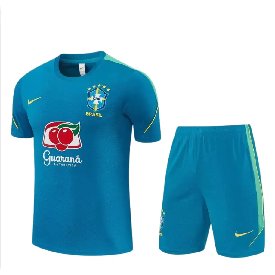 Kit Entraînement Brésil Coupe du monde 2026 Manches courtes Bleu Ciel - Vêtements de sport
