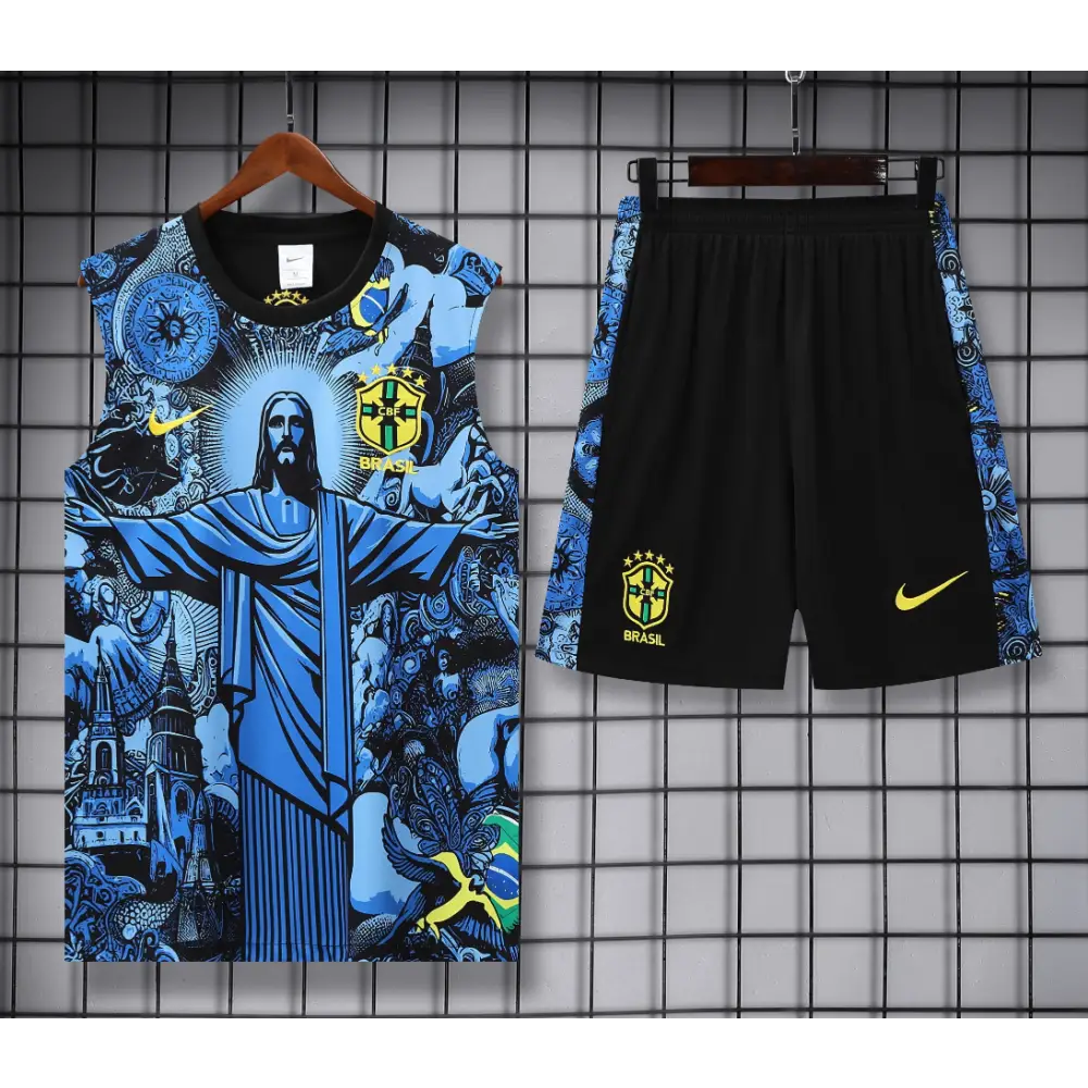 Kit Entraînement Brésil Noir & Bleu 2025/2026 - Vêtements de sport
