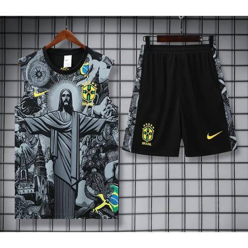 Kit Entraînement Brésil Noir & Gris 2025/2026 - Vêtements de sport