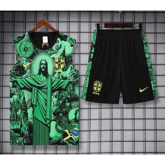 Kit Entraînement Brésil Noir & Vert 2025/2026 - Vêtements de sport