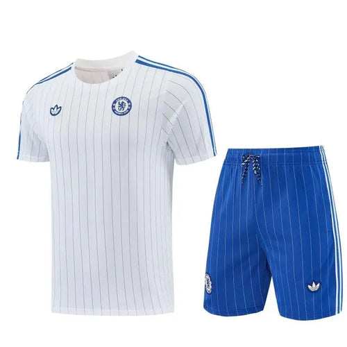 Kit Entraînement Chelsea Blanc Icon 2025/2026 Manches courtes - Vêtements de sport