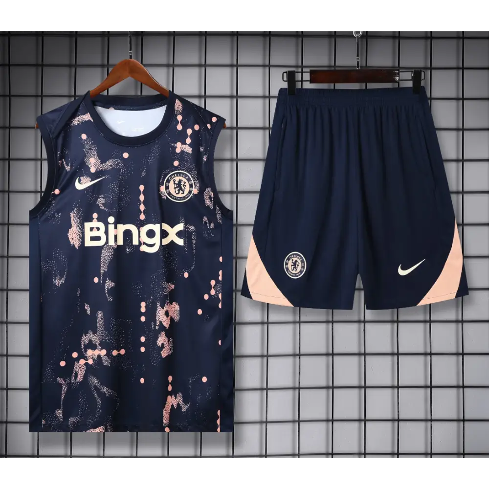 Kit Entraînement Chelsea Bleu Tâché Saumon 2025/2026 - Vêtements de sport