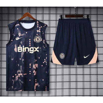 Kit Entraînement Chelsea Bleu Tâché Saumon 2025/2026 - Vêtements de sport