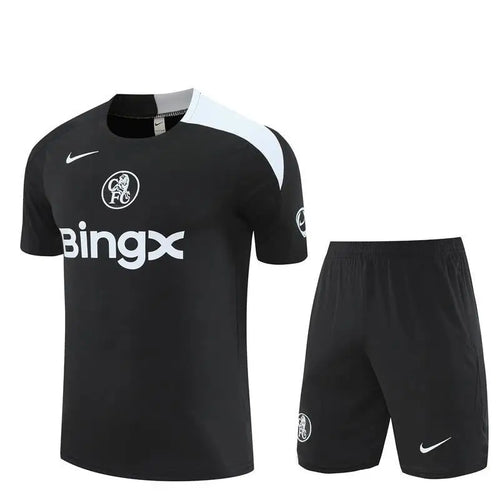 Kit Entraînement Chelsea Noir 2025/2026 Manches courtes - Vêtements de sport