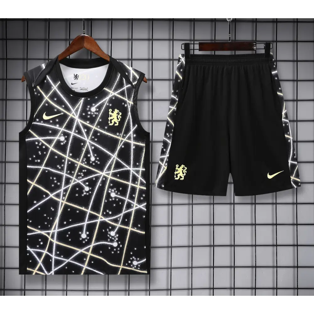 Kit Entraînement Chelsea Noir Rayé 2025/2026 - Vêtements de sport