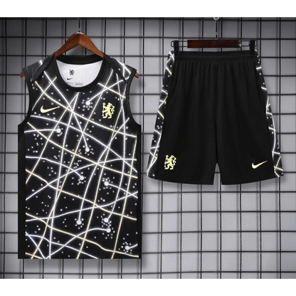 Kit Entraînement Chelsea Noir Rayé 2025/2026 - Vêtements de sport