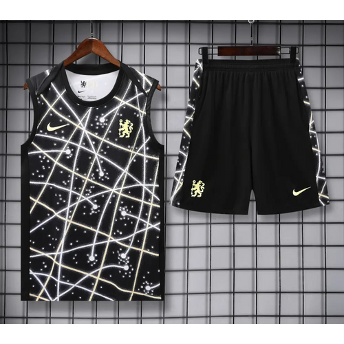 Kit Entraînement Chelsea Noir Rayé 2025/2026 - Vêtements de sport