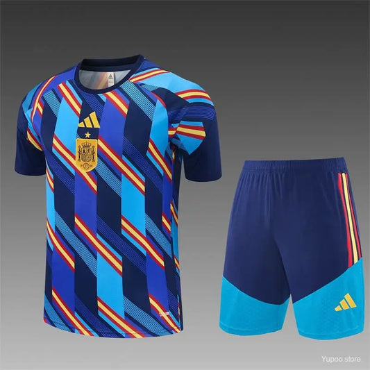 Kit Entraînement Espagne Bleu pré match 2025/2026 Manches courtes - Vêtements de sport