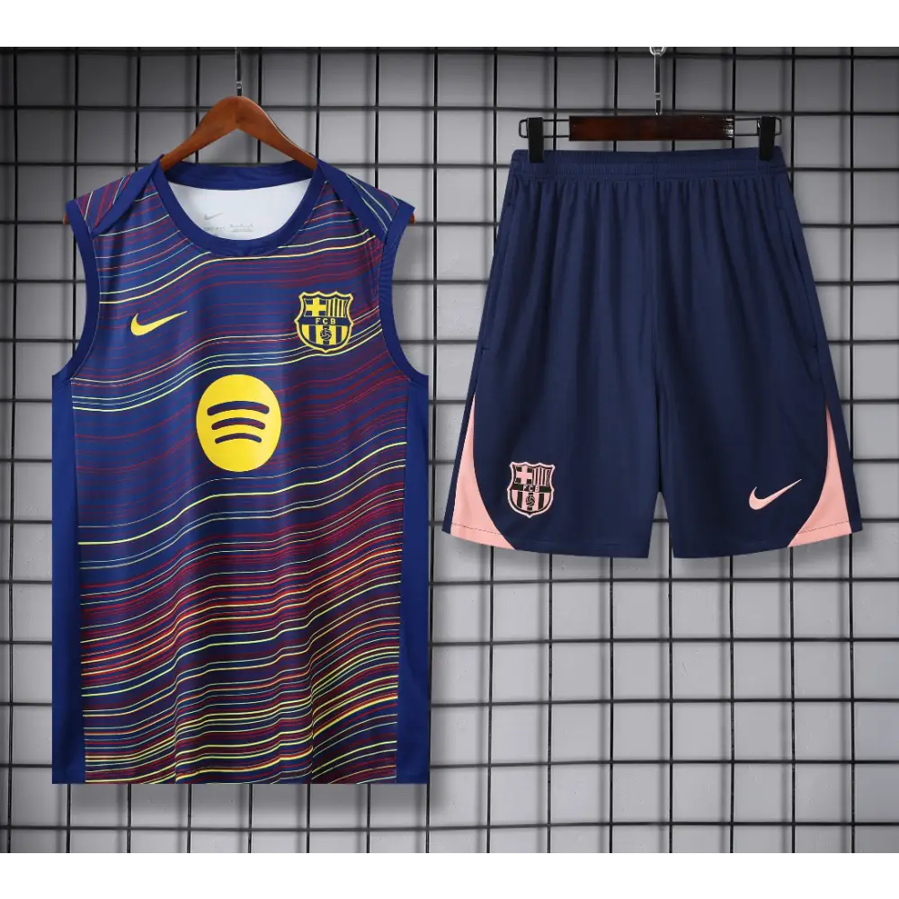 Kit Entraînement FC Barcelone Bleu Rayé 2025/2026 - Vêtements de sport