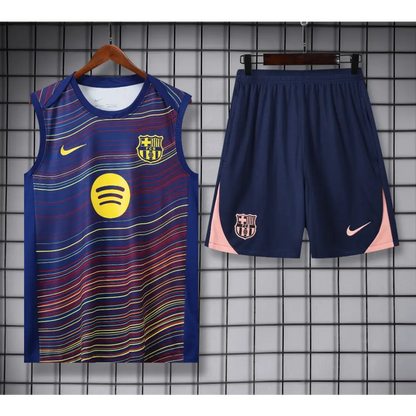 Kit Entraînement FC Barcelone Bleu Rayé 2025/2026 - Vêtements de sport