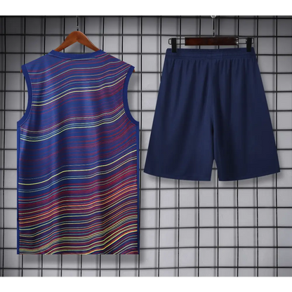 Kit Entraînement FC Barcelone Bleu Rayé 2025/2026 - Vêtements de sport