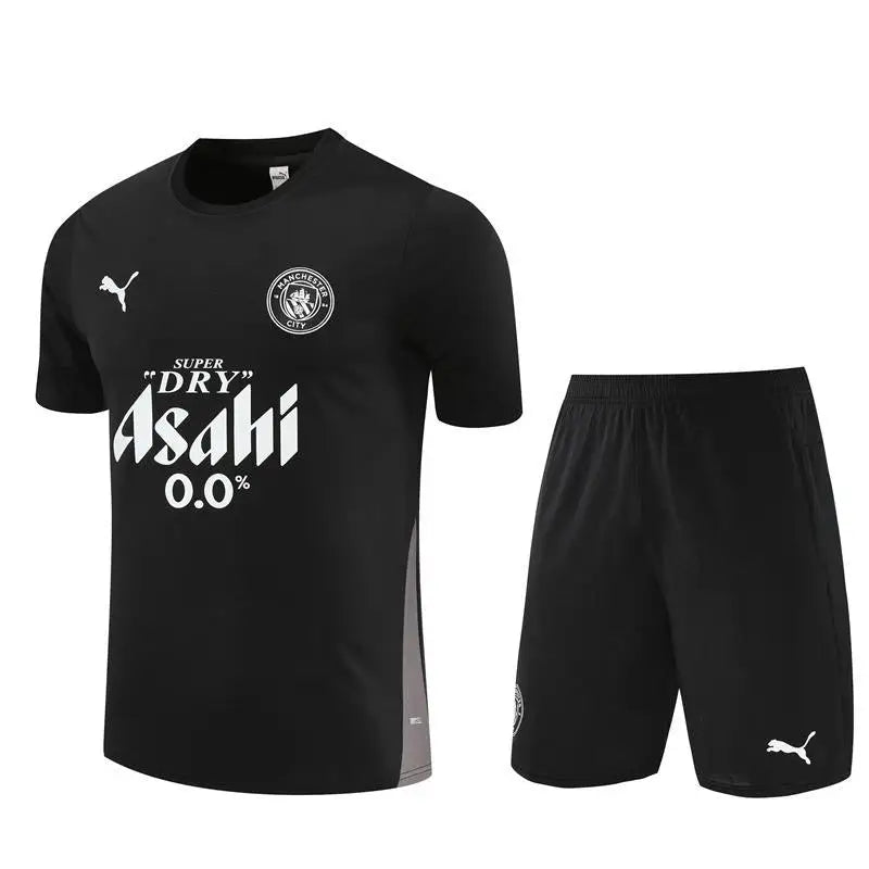 Kit Entraînement Manchester city Noir 2025/2026 Manches courtes - Vêtements de sport