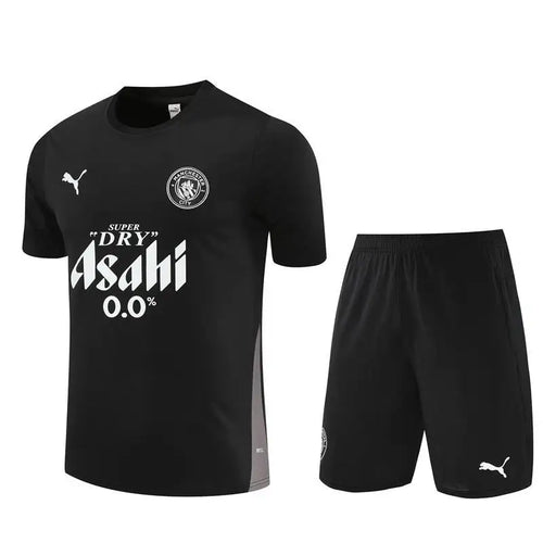Kit Entraînement Manchester city Noir 2025/2026 Manches courtes - Vêtements de sport