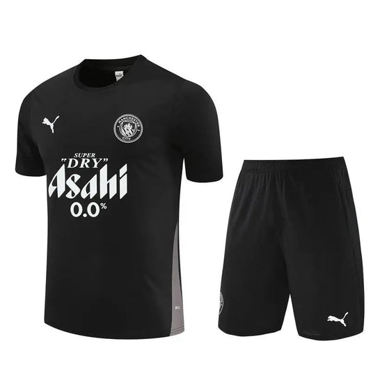 Kit Entraînement Manchester city Noir 2025/2026 Manches courtes - Vêtements de sport