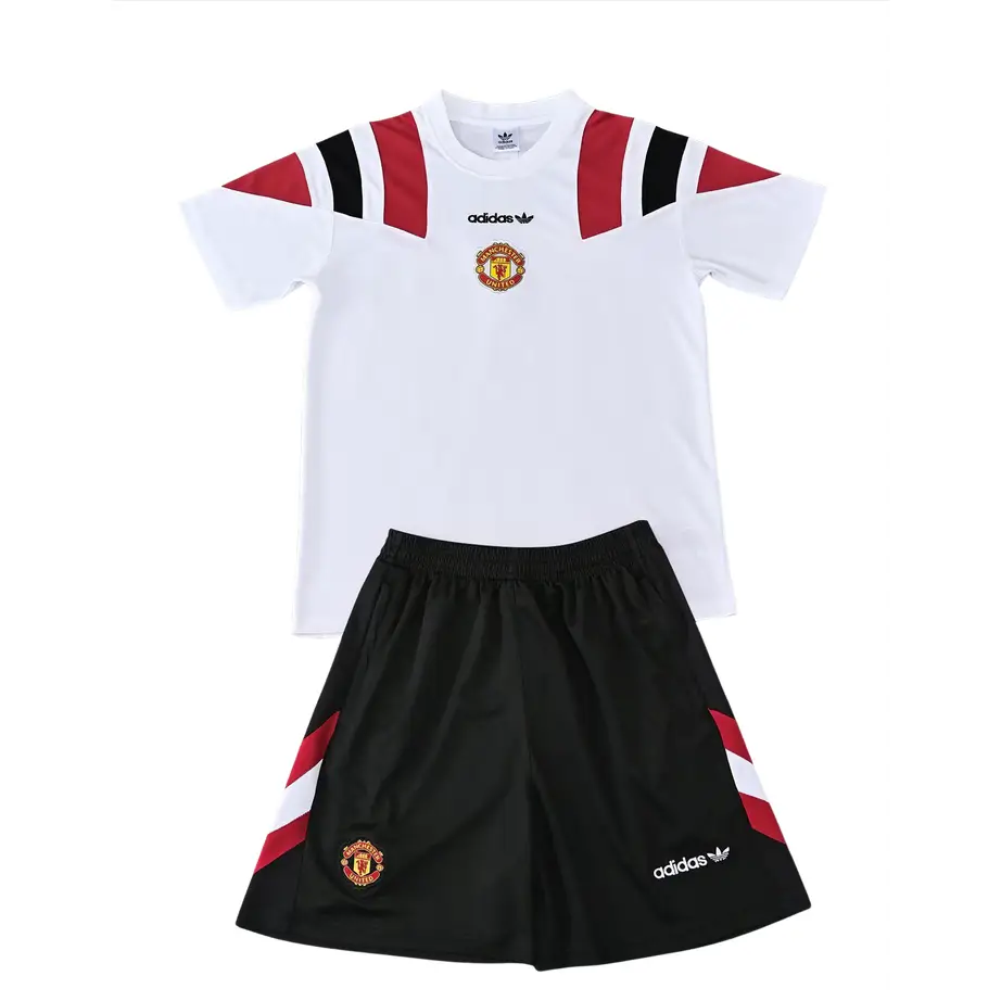Kit Entraînement Manchester United 2026/2027 Retro Manches courtes Blanc - Vêtements de sport
