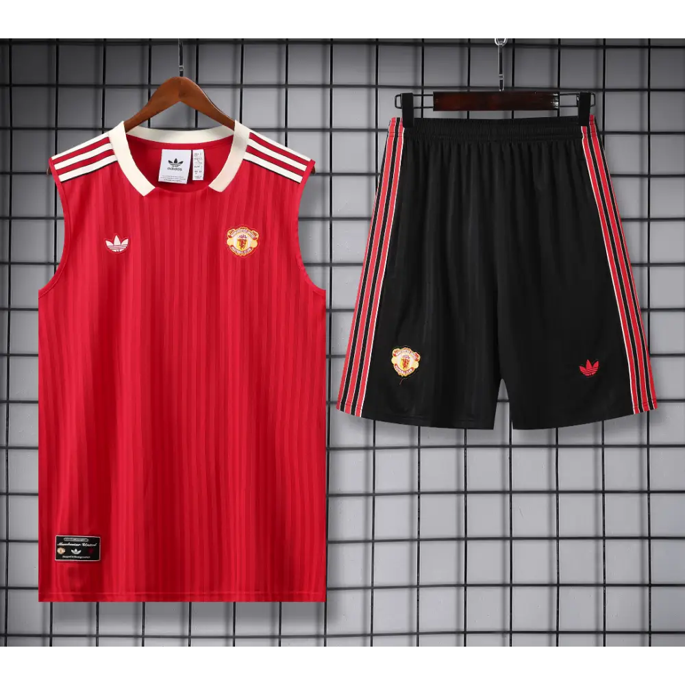 Kit Entraînement Manchester United Icon Noir & Rouge 2025/2026 - Vêtements de sport