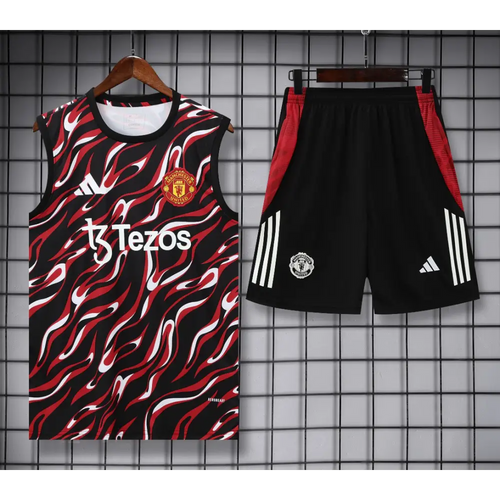 Kit Entraînement Manchester United Motifs Noir & Rouge 2025/2026 - Vêtements de sport