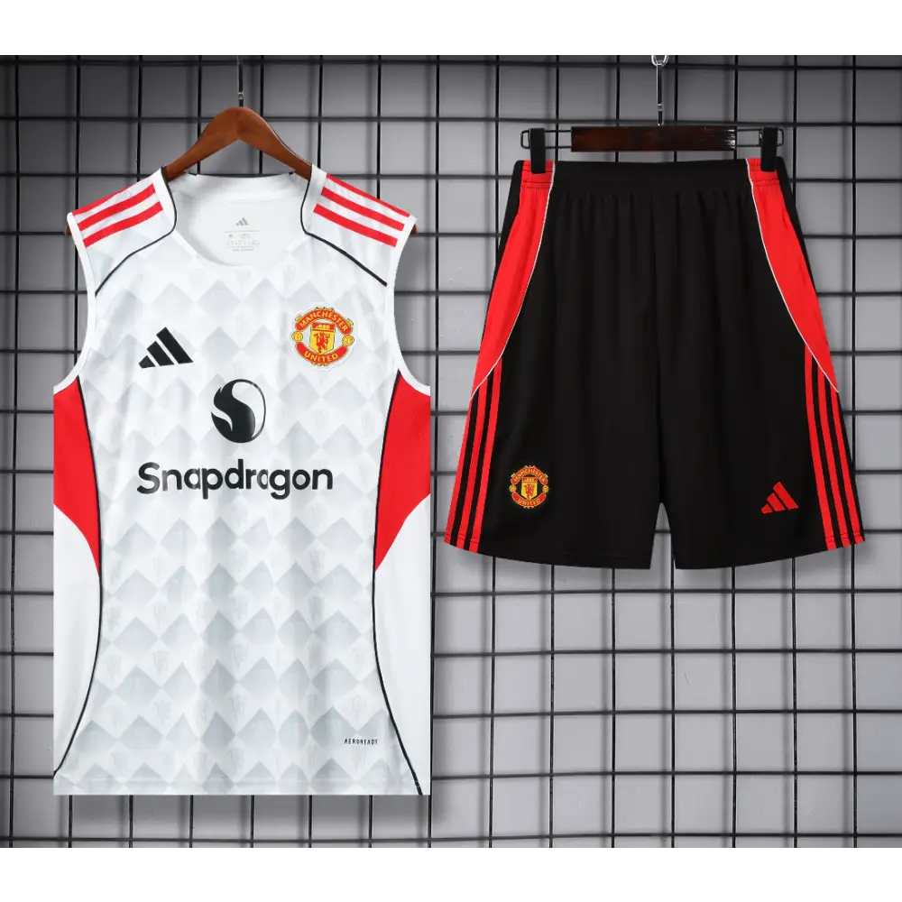 Kit Entraînement Manchester United Noir & Blanc 2025/2026 - Vêtements de sport