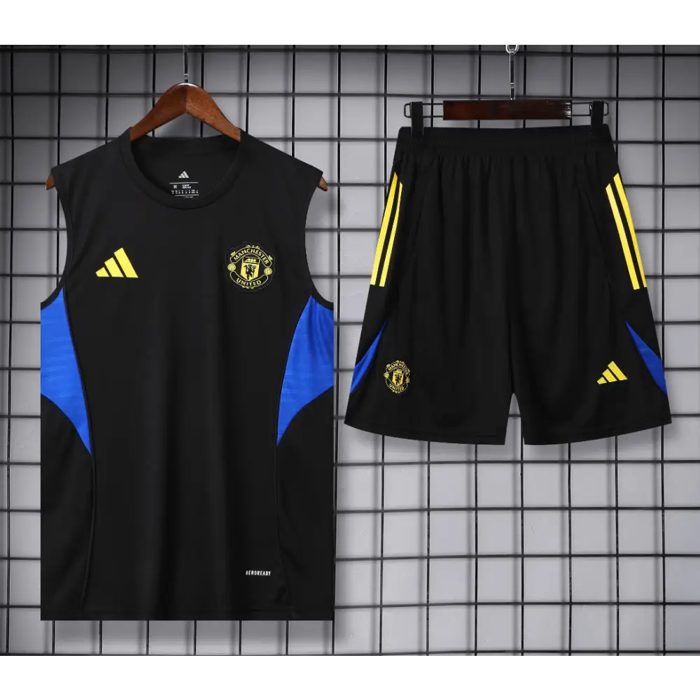 Kit Entraînement Manchester United Noir & Bleu 2025/2026 - Vêtements de sport