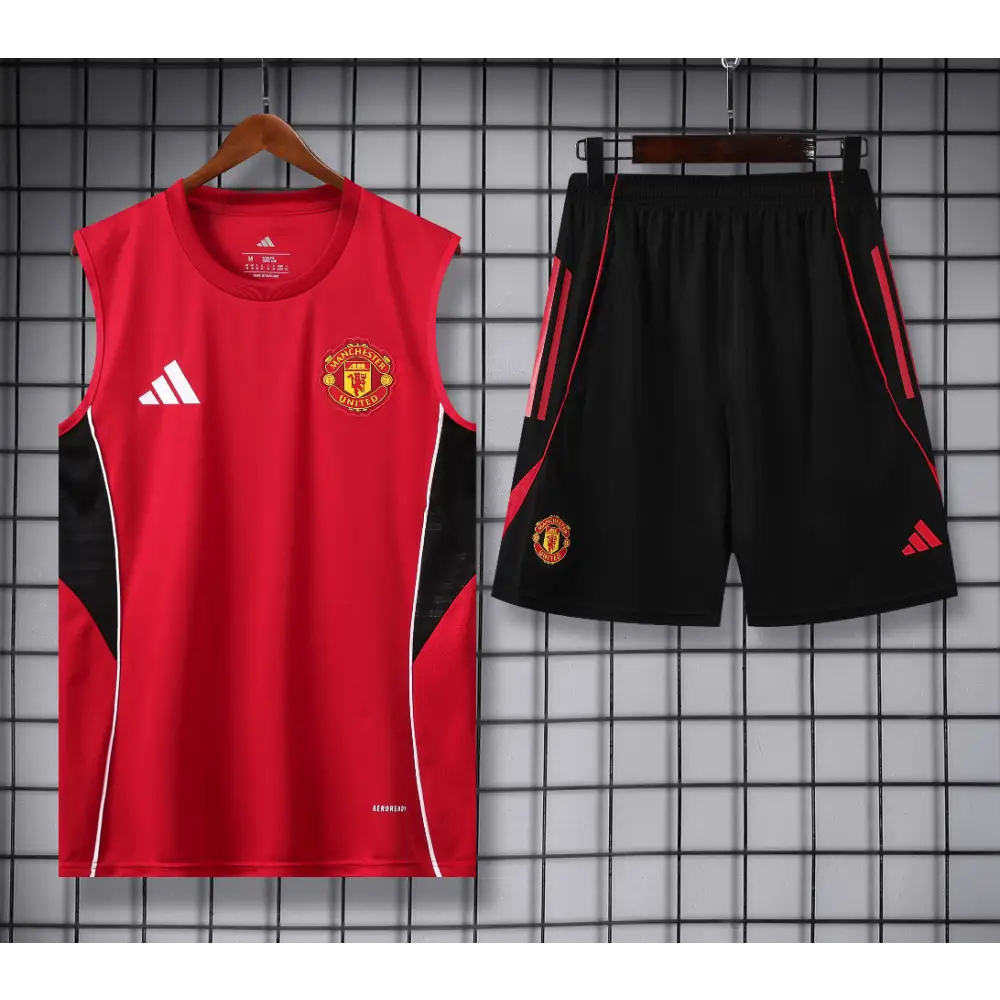 Kit Entraînement Manchester United Noir & Rouge 2025/2026 - Vêtements de sport
