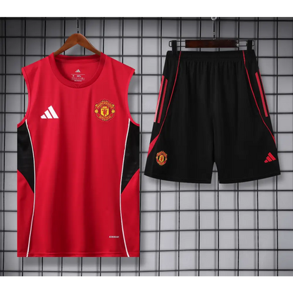 Kit Entraînement Manchester United Noir & Rouge 2025/2026 - Vêtements de sport