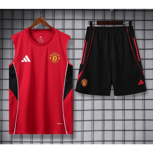 Kit Entraînement Manchester United Noir & Rouge 2025/2026 - Vêtements de sport