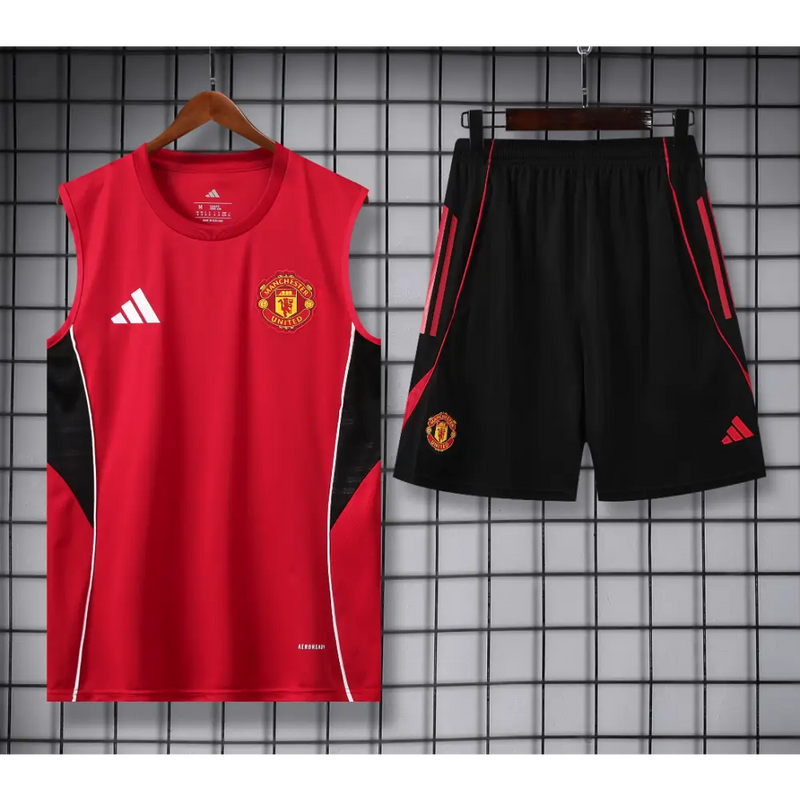 Kit Entraînement Manchester United Noir & Rouge 2025/2026 - Vêtements de sport