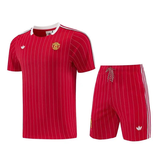 Kit Entraînement Manchester United Rouge Icon 2025/2026 Manches courtes - Vêtements de sport