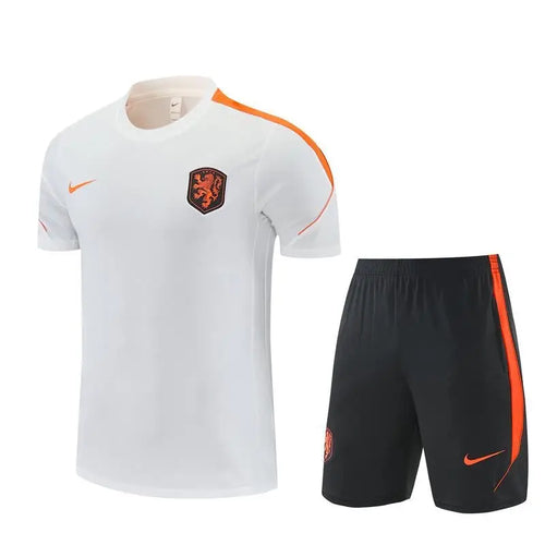 Kit Entraînement Pays bas Blanc 2025/2026 Manches courtes - Vêtements de sport