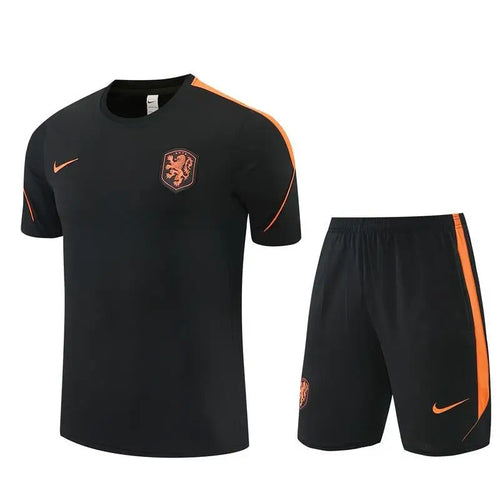 Kit Entraînement Pays bas Noir 2025/2026 Manches courtes - Vêtements de sport