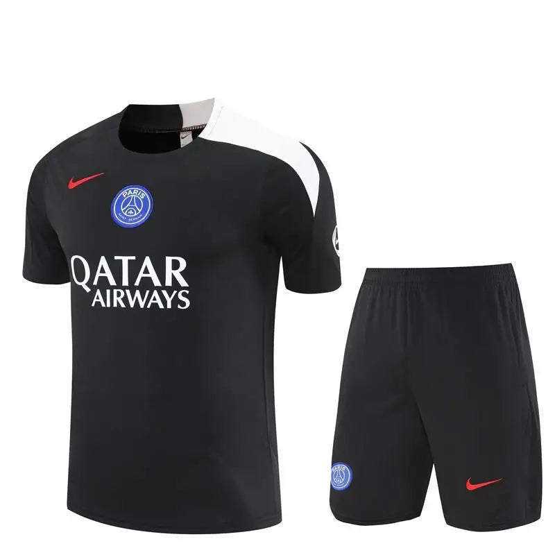 Kit Entraînement PSG Noir 2025/2026 Manches courtes - Vêtements de sport