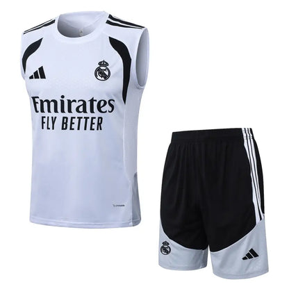 Kit Entraînement Real Madrid Blanc et noir 2025/2026 - Vêtements de sport