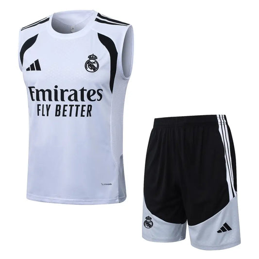 Kit Entraînement Real Madrid Blanc et noir 2025/2026 - Vêtements de sport
