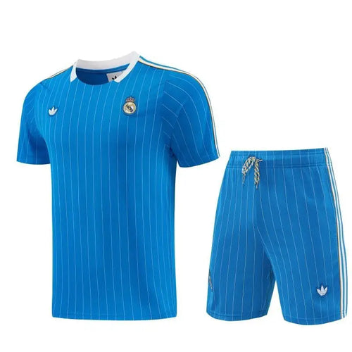 Kit Entraînement Real Madrid Bleu Icon 2025/2026 Manches courtes - Vêtements de sport