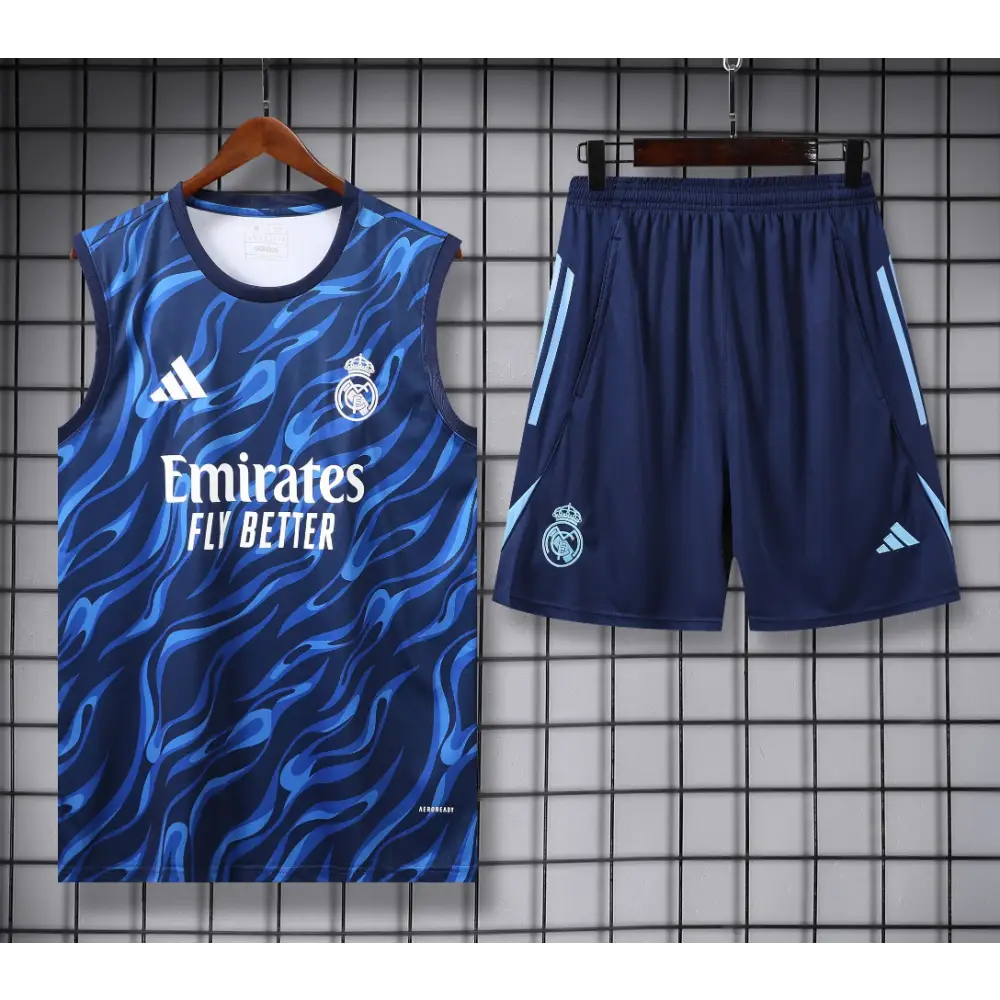 Kit Entraînement Real Madrid Bleu Rayé 2025/2026 - Vêtements de sport