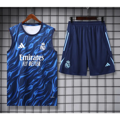 Kit Entraînement Real Madrid Bleu Rayé 2025/2026 - Vêtements de sport