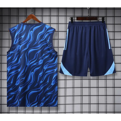 Kit Entraînement Real Madrid Bleu Rayé 2025/2026 - Vêtements de sport